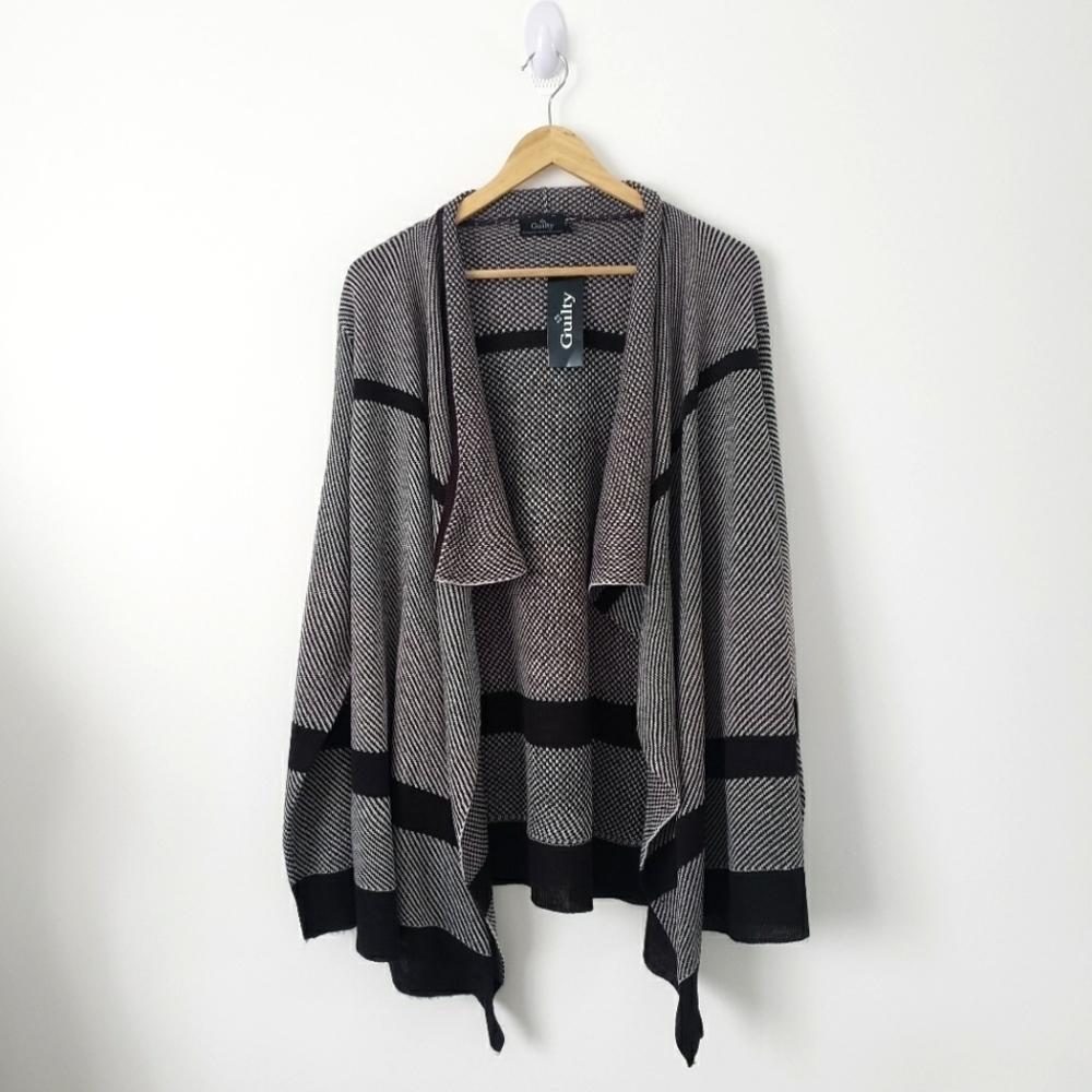 NWT Guilty Women's Long Colourblock Waterfall Knit Cardigan Size 1X Casual Plus